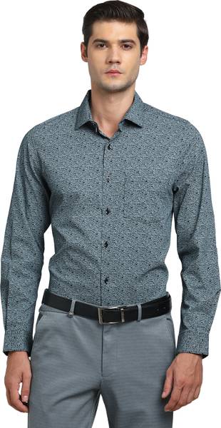 TURTLE Men Printed Formal Grey Shirt