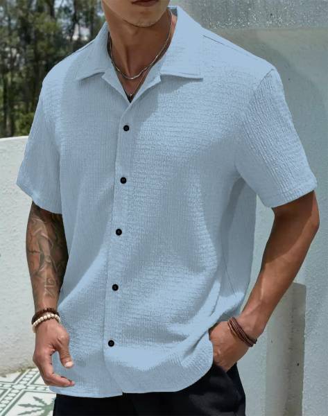COMBRAIDED Men Solid Casual White Shirt