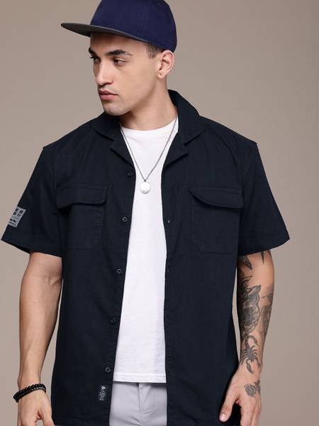 Roadster Men Solid Casual Blue Shirt