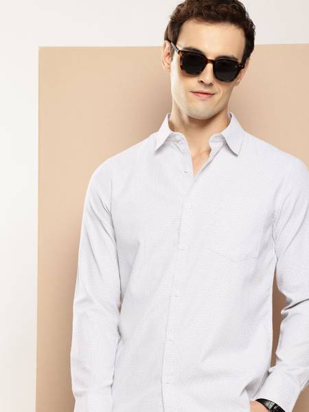 encore by INVICTUS Men Checkered Casual White Shirt