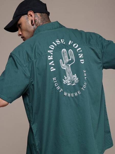 Roadster Men Solid Casual Green Shirt