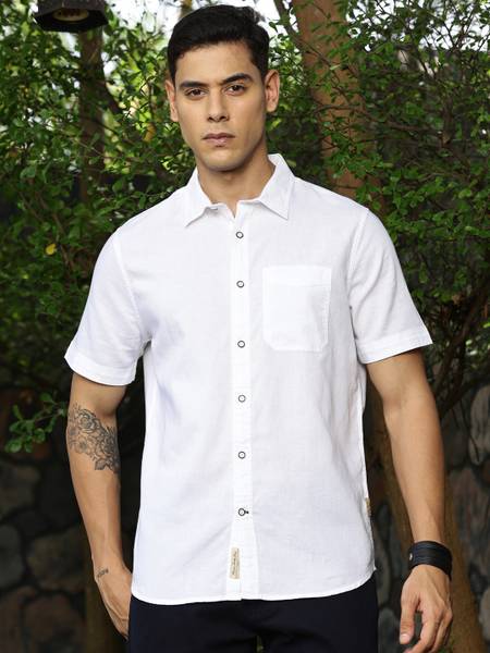 THOMAS SCOTT Men Solid Casual White Shirt