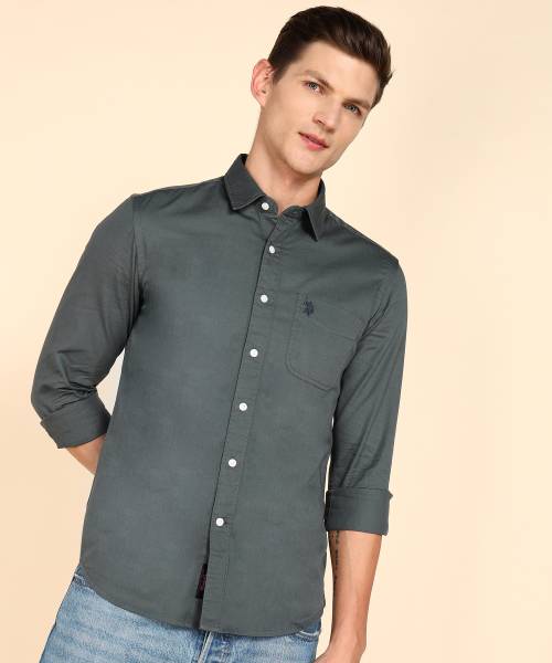 U.S. Polo Assn. Denim Co. Men Solid Casual Grey Shirt