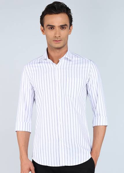 INTEGRITI Men Striped Casual White Shirt