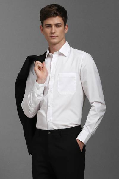 LOUIS PHILIPPE Men Self Design Formal White Shirt
