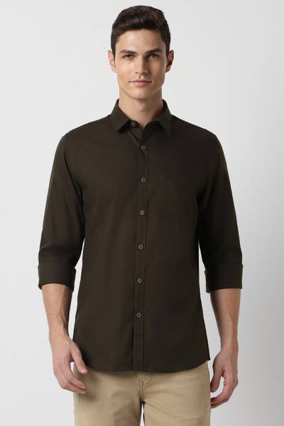 PETER ENGLAND Men Solid Casual Brown Shirt