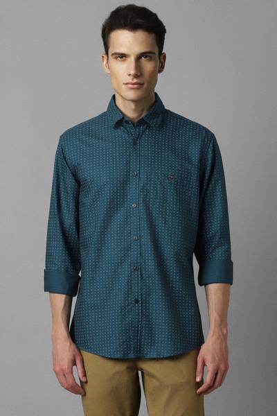 Louis Philippe Sport Men Printed Casual Blue Shirt