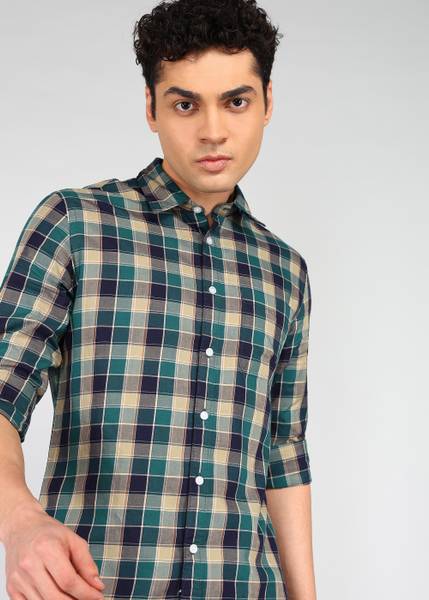 FLYING MACHINE Men Checkered Casual Maroon Shirt