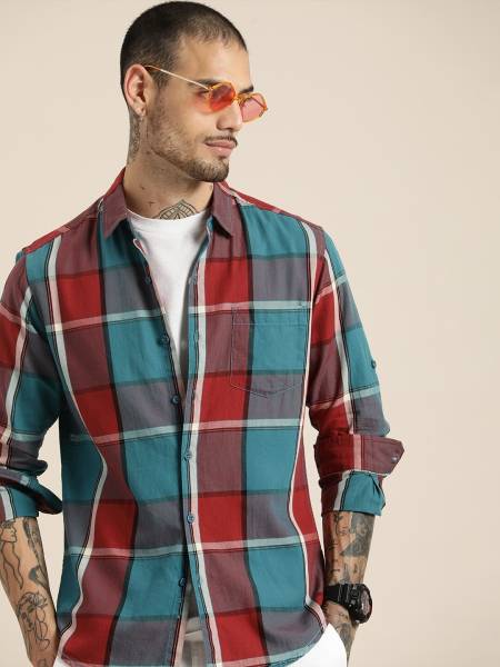 HERE&NOW Men Checkered Casual Multicolor Shirt