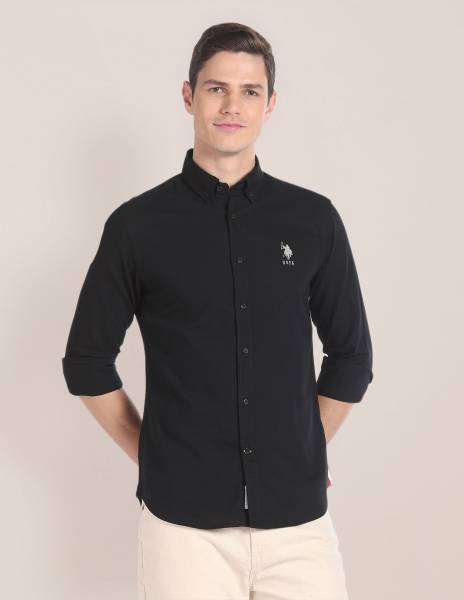 U.S. POLO ASSN. Men Solid Casual Black Shirt