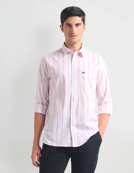 Arrow Sport Men Striped Casual Pink Shirt