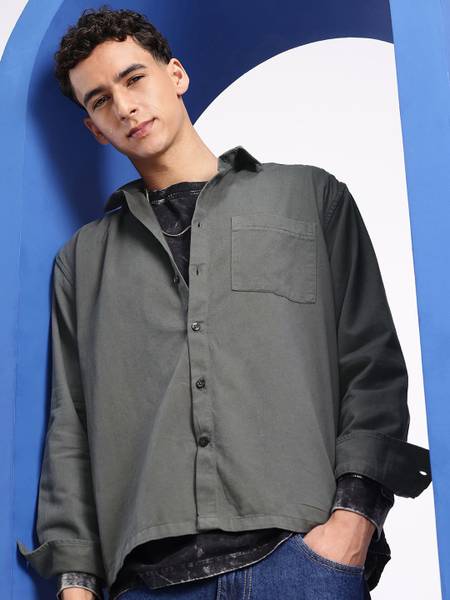 AEROPOSTALE Men Solid Casual Grey Shirt