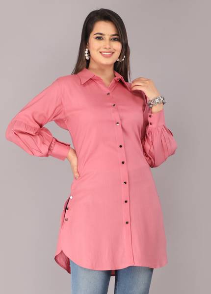 Myorica Women Solid Casual Beige Shirt