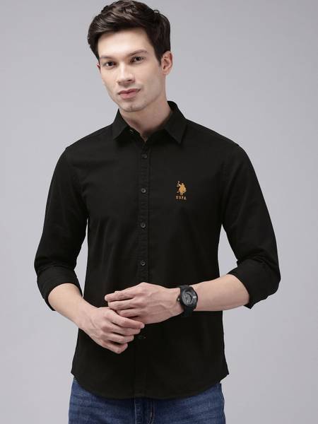 U.S. Polo Assn. Denim Co. Men Solid Casual Black Shirt