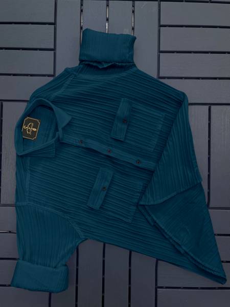 Zoitgiest Men Self Design Casual Blue Shirt