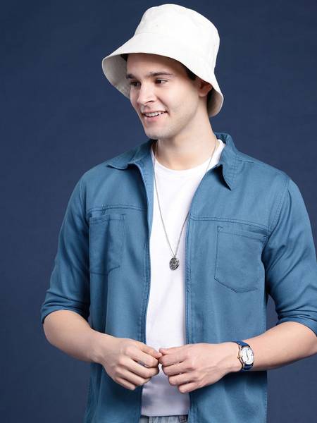 Mast & Harbour Men Solid Casual Blue Shirt