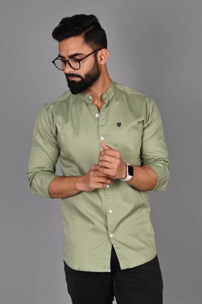 FUBAR Men Solid Casual Light Green Shirt