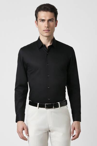 PETER ENGLAND Men Solid Formal Black Shirt