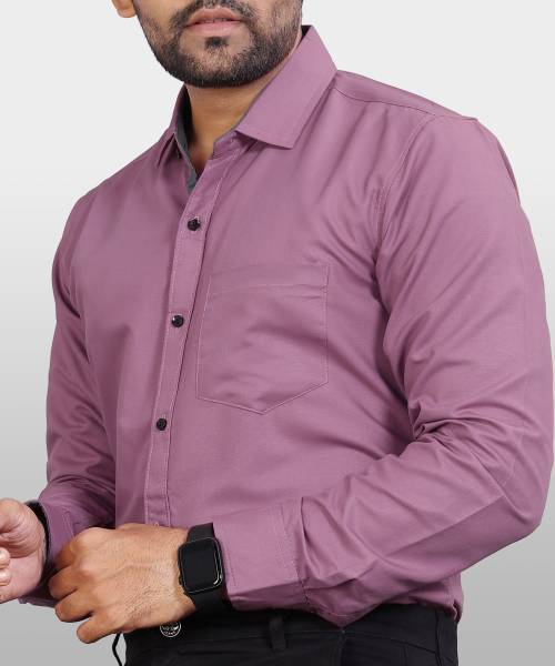 METRONAUT Men Solid Casual Purple Shirt