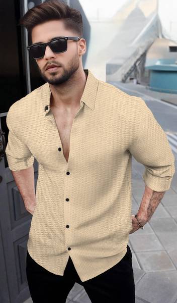 TRIPR Men Striped Casual Beige Shirt