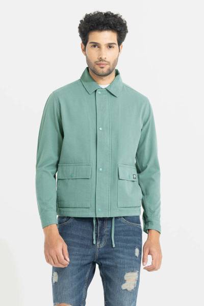 Snitch Men Solid Casual Green Shirt