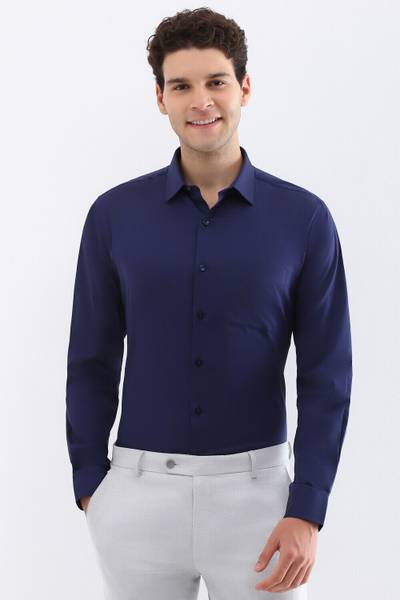 Allen Solly Men Solid Formal Blue Shirt