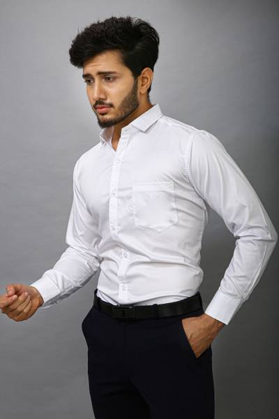Fab Empire Men Solid Formal White Shirt