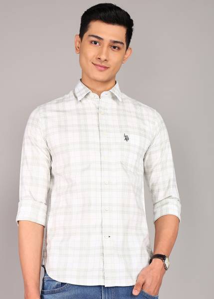 U.S. POLO ASSN. Men Solid Casual Light Green Shirt