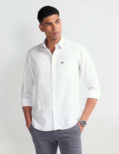 Arrow Sport Men Printed Casual White Shirt