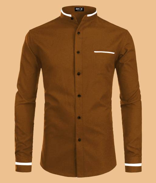 EVIQE Men Solid Formal Brown Shirt