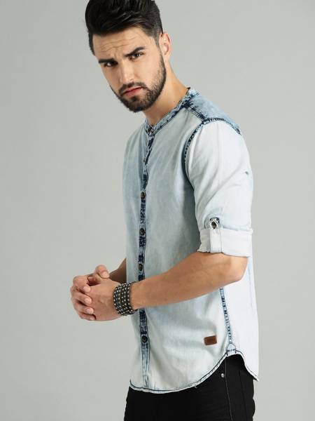 Roadster Men Washed Casual Blue Shirt