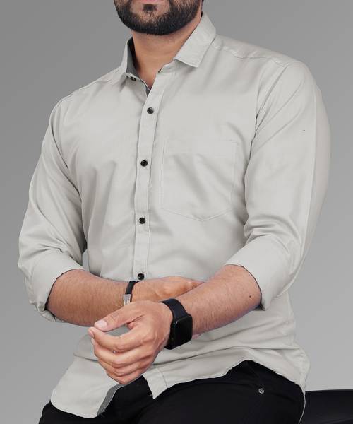 VeBNoR Men Solid Casual Grey Shirt