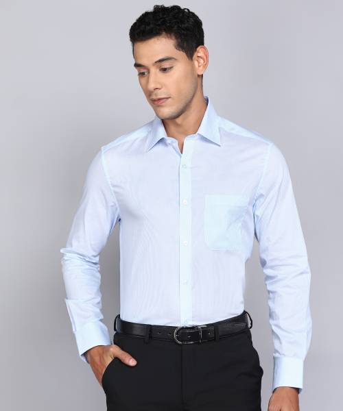 LOUIS PHILIPPE Men Self Design Formal Blue Shirt