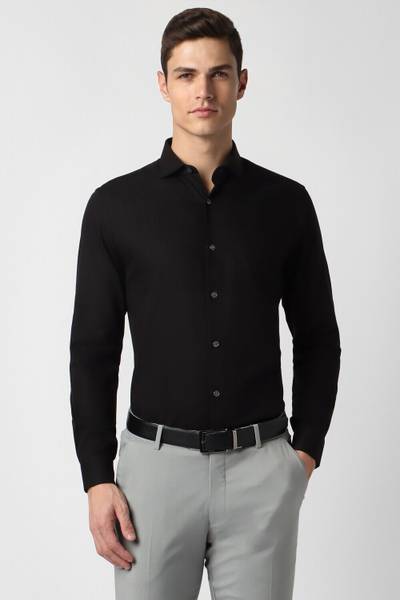 PETER ENGLAND Men Solid Formal Black Shirt