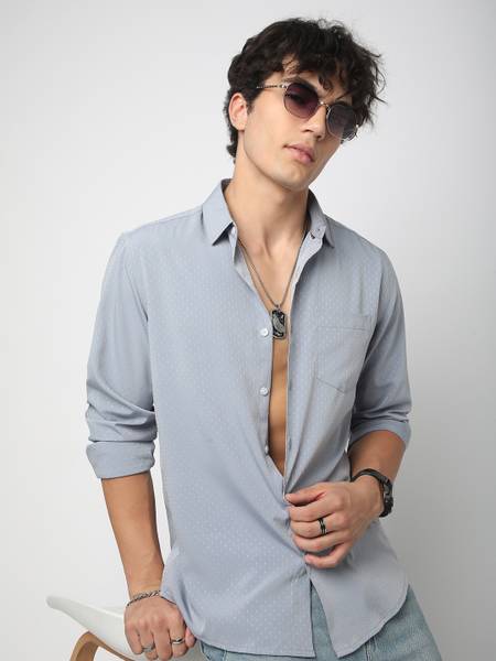 VASTRADO Men Self Design Casual Grey Shirt