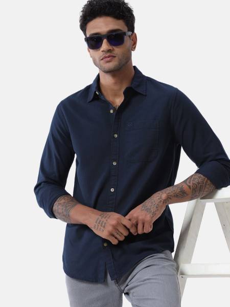 WROGN Men Solid Casual Blue Shirt