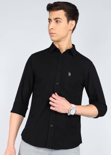 U.S. POLO ASSN. Men Solid Casual Black Shirt