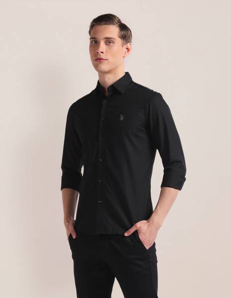U.S. POLO ASSN. Men Solid Casual Black Shirt