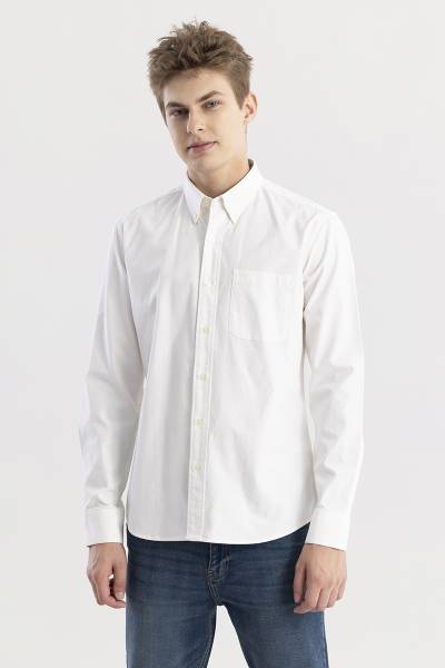 Snitch Men Solid Casual White Shirt