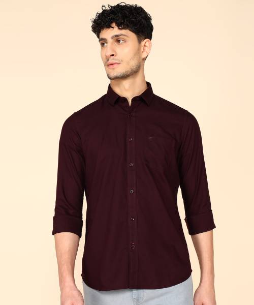 KILLER Men Self Design Casual Maroon Shirt