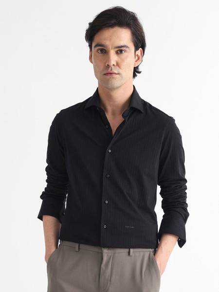 RARE RABBIT Men Solid Casual Black Shirt