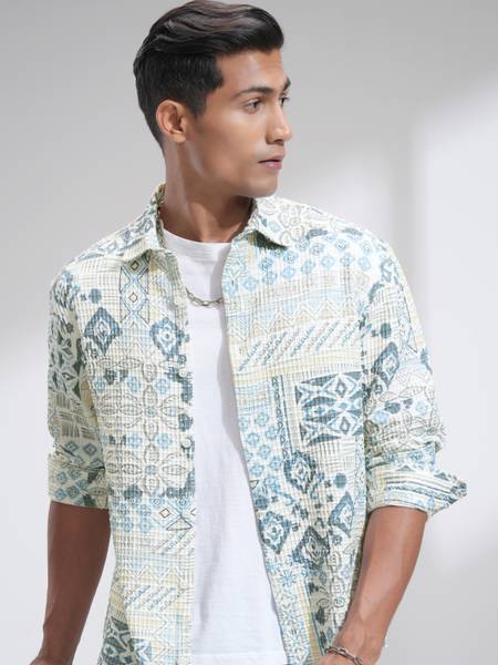 HIGHLANDER Men Self Design Casual Multicolor Shirt