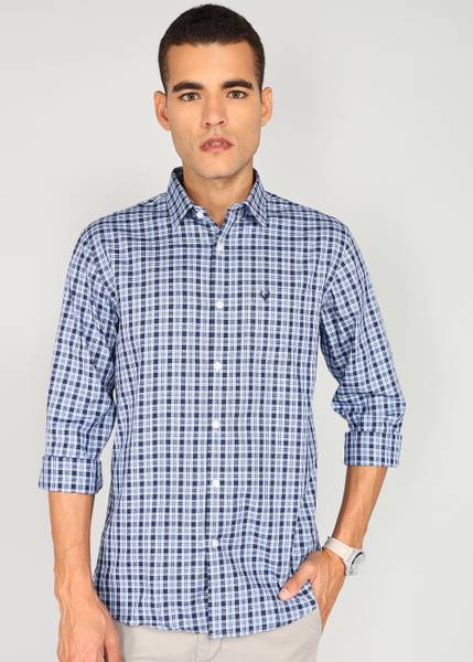 Allen Solly Men Checkered Casual Blue Shirt