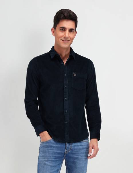 U.S. POLO ASSN. Men Solid Casual Blue Shirt