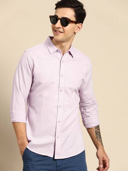 United Colors of Benetton Men Solid Casual Purple Shirt