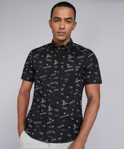 LEVI'S Men Printed Casual Black Shirt