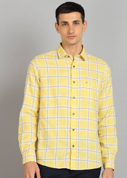 KILLER Men Checkered Casual Yellow Shirt