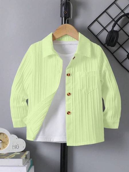 EMBLICA Boys Self Design Casual Green Shirt