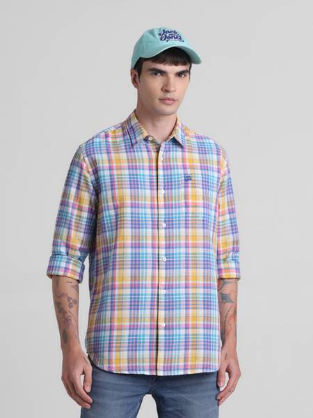 JACK & JONES Men Checkered Casual Multicolor Shirt