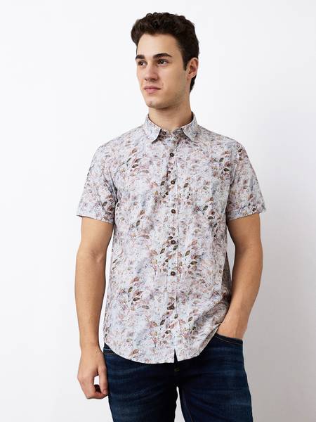 Spykar Men Printed Casual Pink Shirt